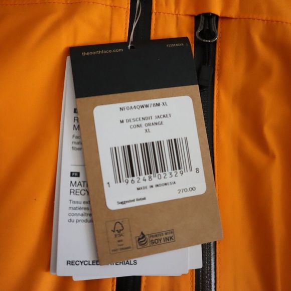 The North Face NF0A4QWW78M Men's Sz XL Cone Orange DryVent Descendit Jacket $270 - Picture 6 of 8